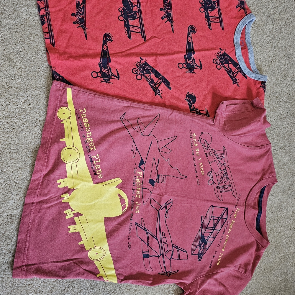 Mini Boden Red and Maroon Airplane Tees